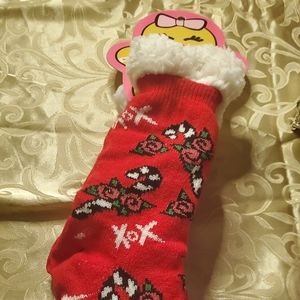 Betsey Johnson Red Roses Candy Cane Xmas Faux Fur